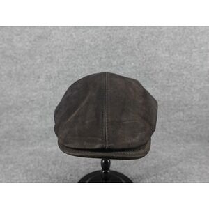 Belfry Italia Flat Cap Mens XL‎ Brown Leather Newsboy Ivy Hat Made in Italy